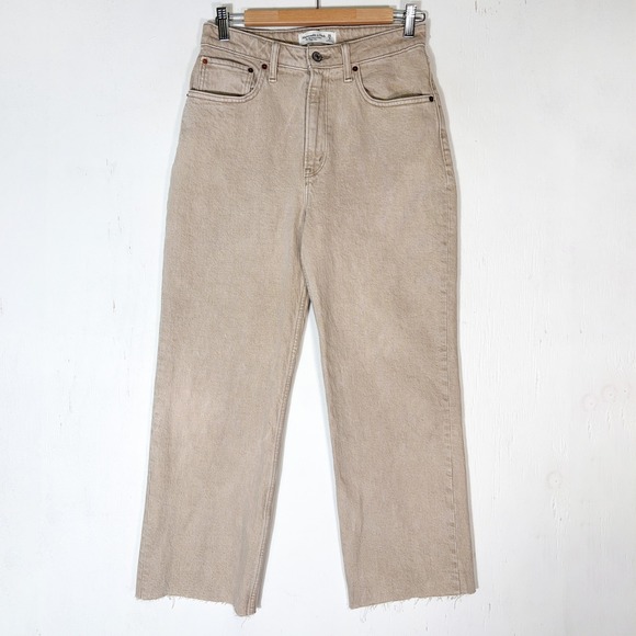 Abercrombie & Fitch Denim - Abercrombie & Fitch Jeans Womens 28 Tan 90s Relaxed Curve Love High Rise Raw Hem